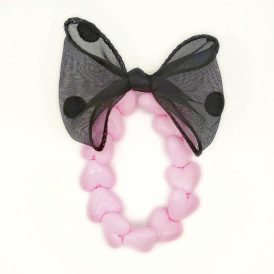 Bracelet GAGA - Only Rose & Maxi noeud Noir à Pois