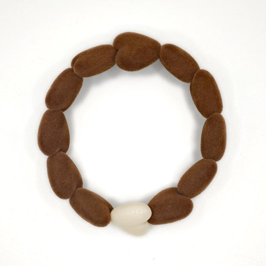 Bracelet GAGA - Only Velours Marron & Maxi Coeur Beige