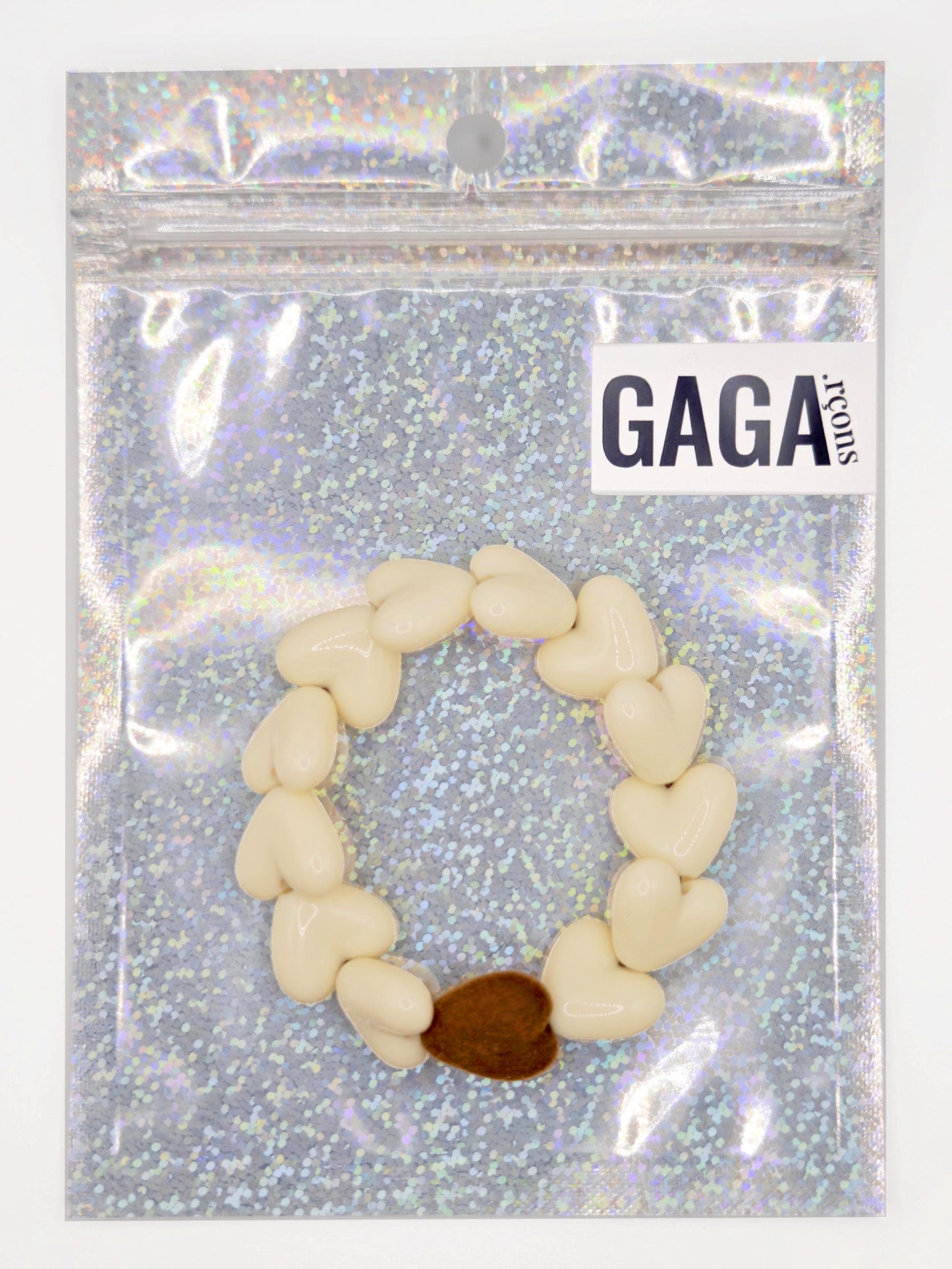 Bracelet GAGA - Only Beige & Coeur Velours Marron