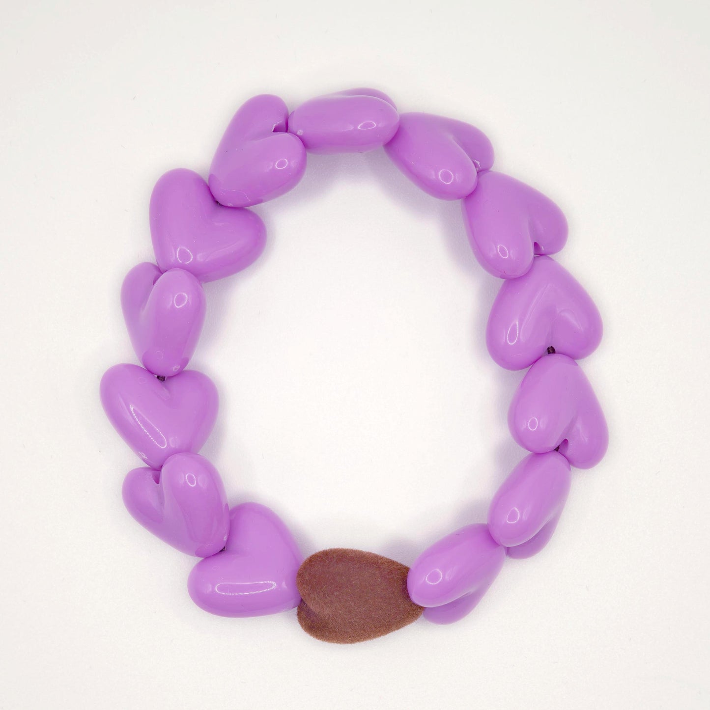 Bracelet GAGA - Only  & Coeur Velours Marron