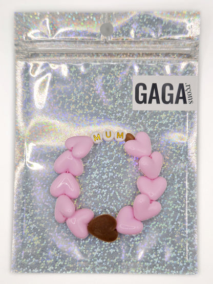 Bracelet GAGA - Maxi Rose pastel & Maxi Velours Marron