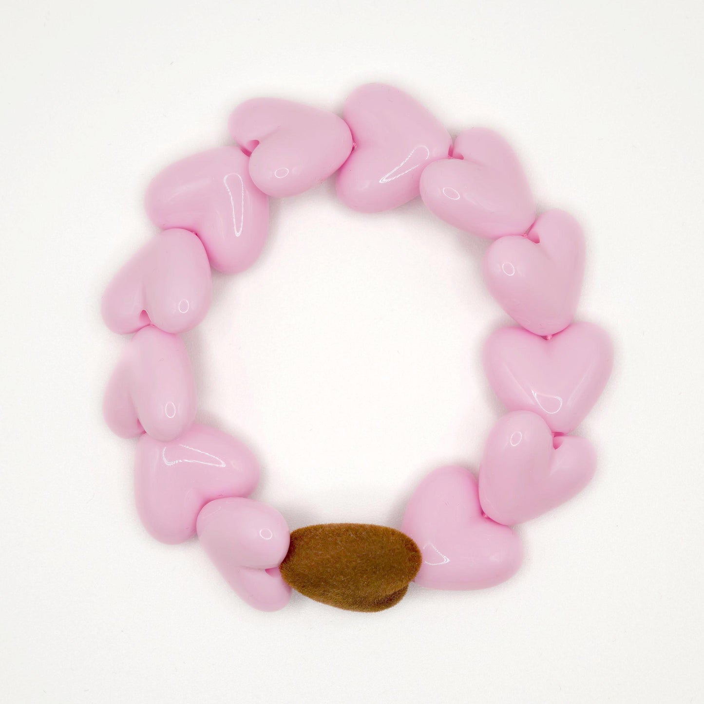 Bracelet GAGA - Only Rose & Coeur Velours Marron