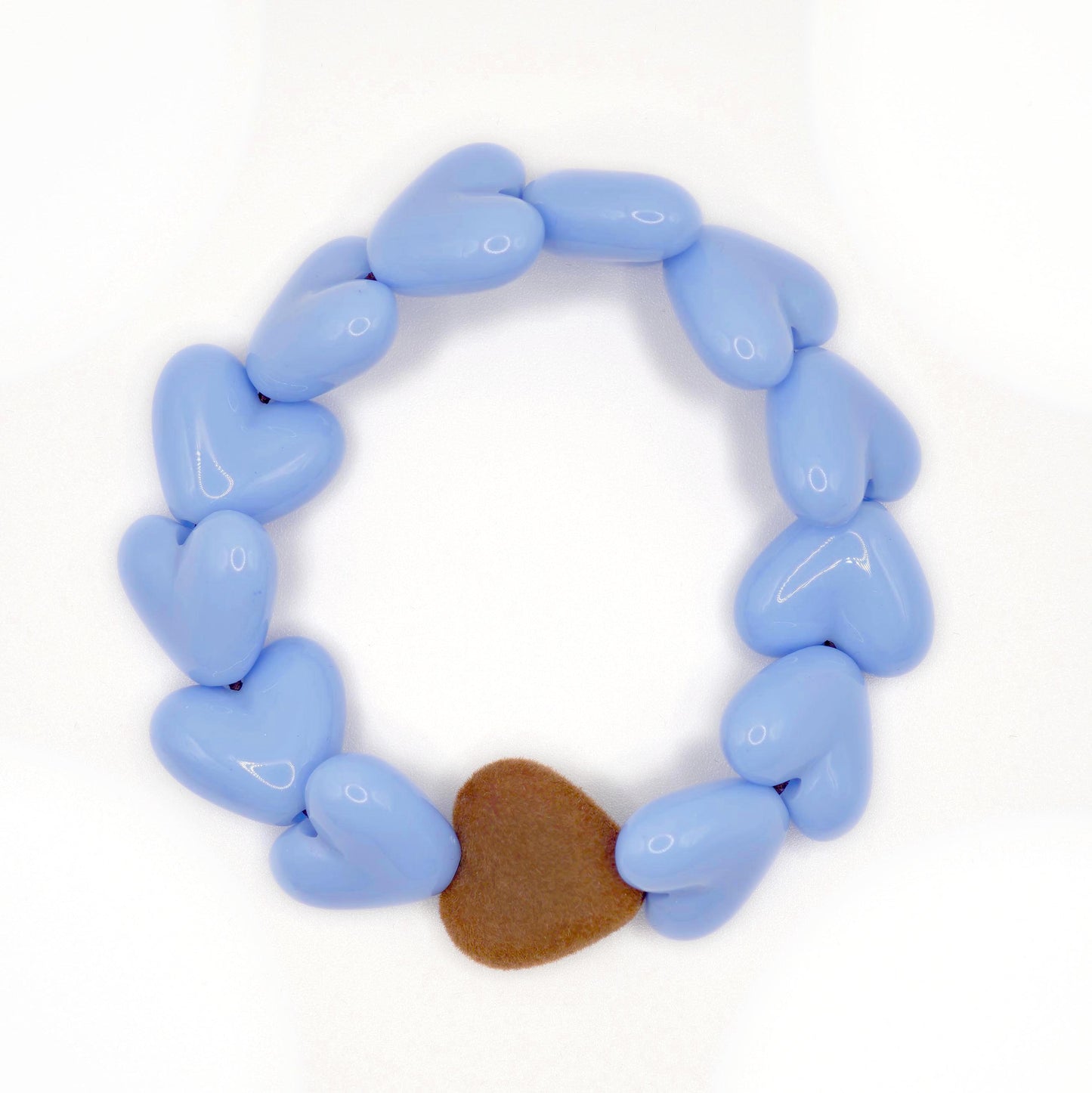 Bracelet GAGA - Only Bleu sixties & Coeur Velours Marron