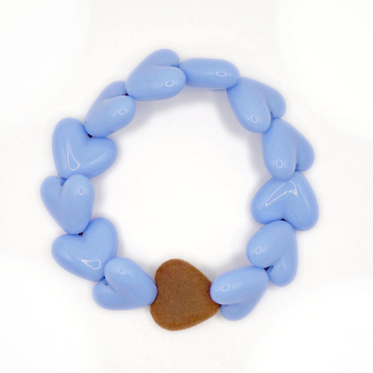 Bracelet GAGA - Only Bleu sixties & Coeur Velours Marron