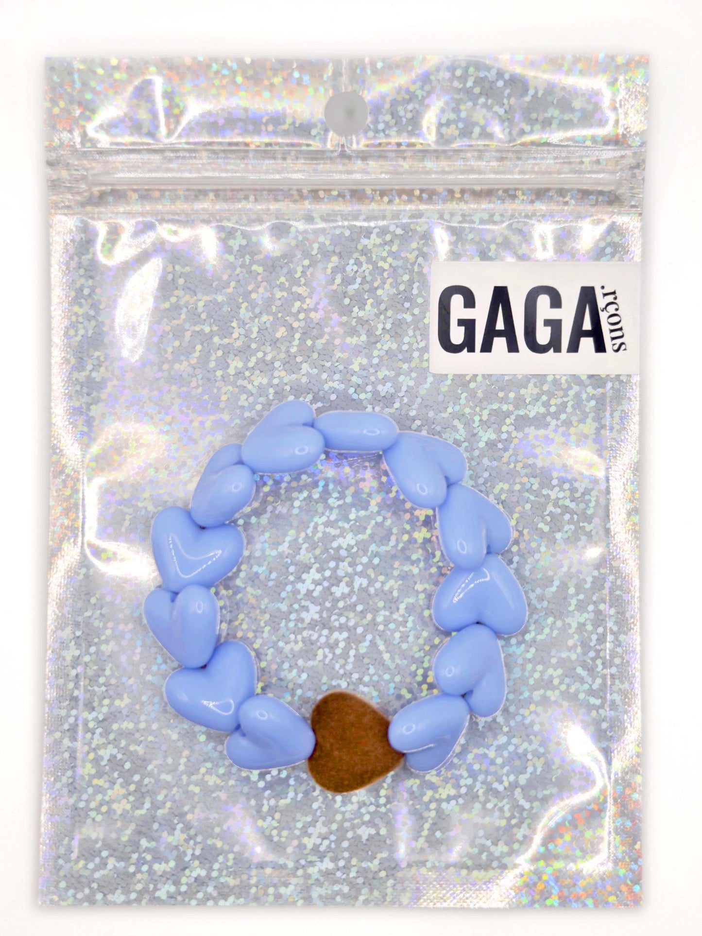 Bracelet GAGA - Only Bleu sixties & Coeur Velours Marron