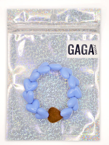 Bracelet GAGA - Only Bleu sixties & Coeur Velours Marron
