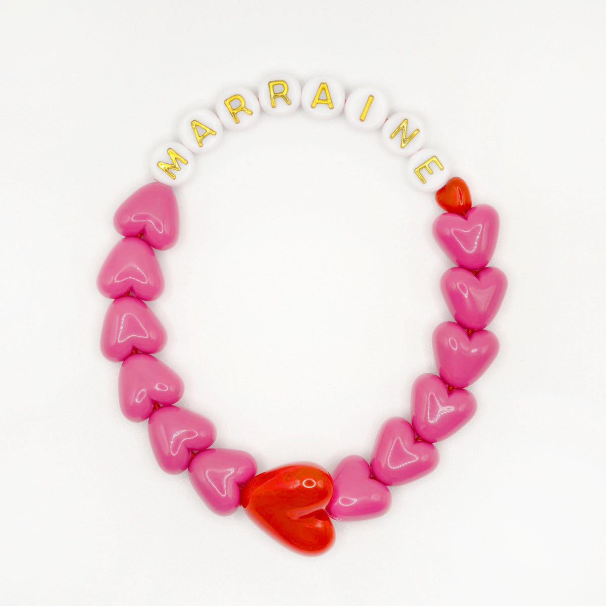 Bracelet GAGA - Fuchsia & Maxi coeur rouge ❤️