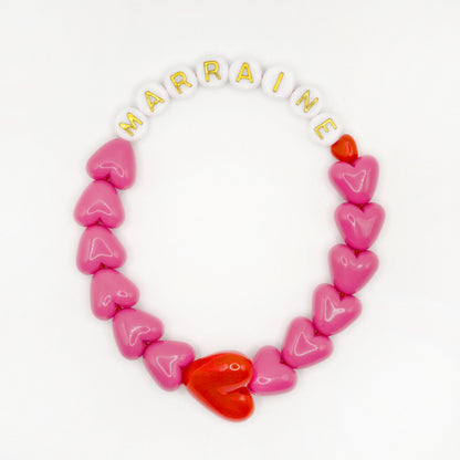 Bracelet GAGA - Fuchsia & Maxi coeur rouge ❤️