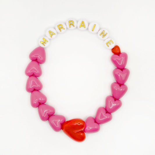 Bracelet GAGA - Fuchsia & Maxi coeur rouge ❤️