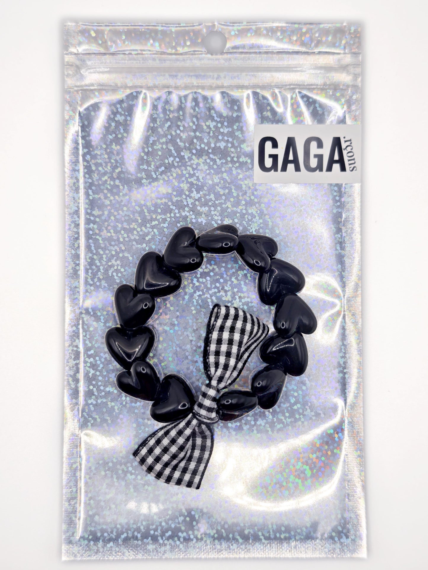 Bracelet GAGA - Only Noir & Noeud Vichy