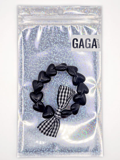 Bracelet GAGA - Only Noir & Noeud Vichy