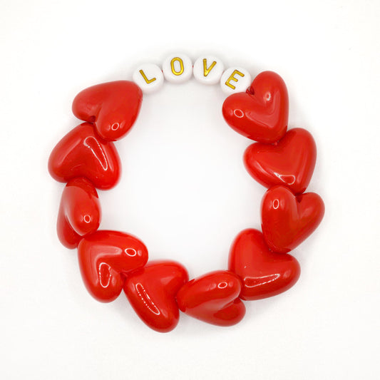 Bracelet GAGA - Maxi coeur Rouge & Blanc doré (enfant)
