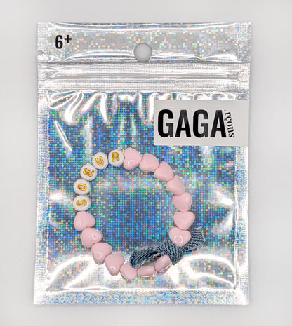 Bracelet GAGA - Rose pastel, Blanc doré & Jean