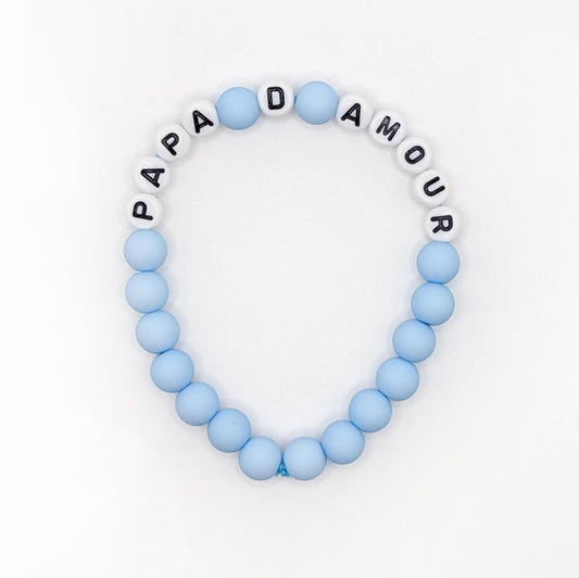 Bracelet GAGA - Bleu ciel mat & Blanc