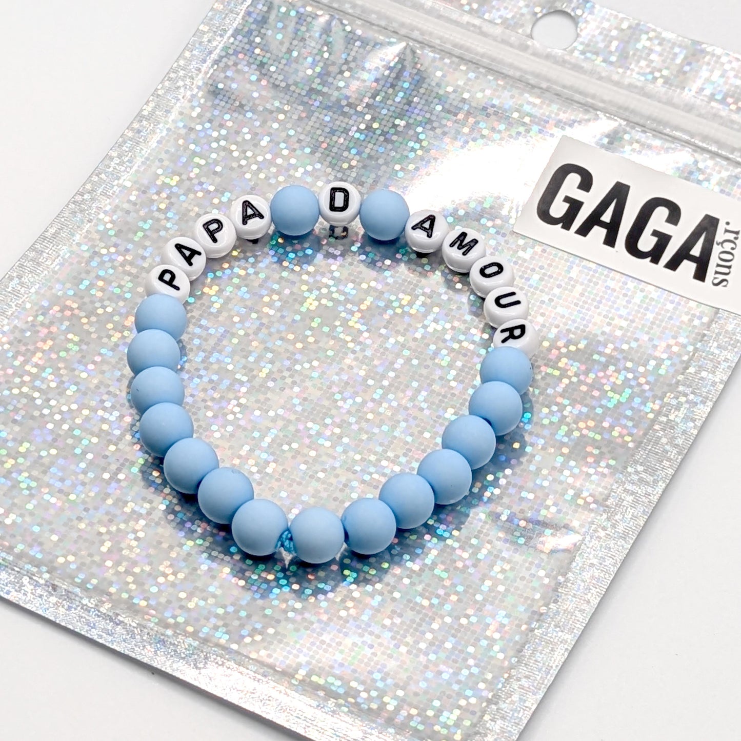 Bracelet GAGA - Bleu ciel mat & Blanc