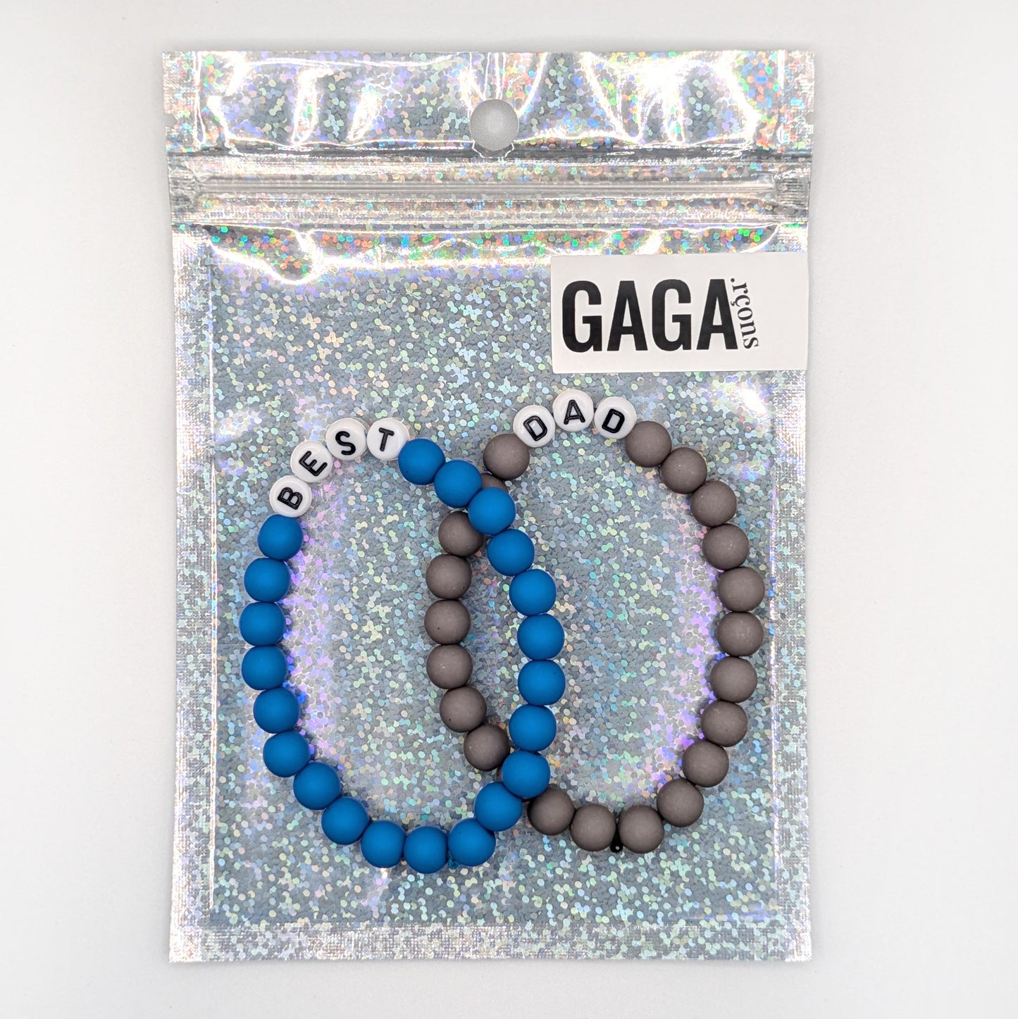 Double Bracelet GAGA - Bleu royal, Gris anthracite & Blanc
