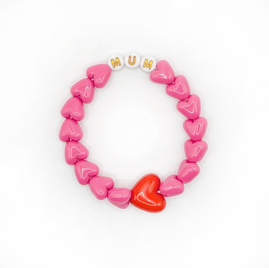 Bracelet GAGA - Fuchsia, Blanc doré & Maxi coeur