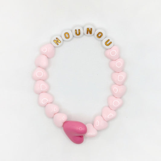 Bracelet GAGA - Rose Candy, Blanc doré & Maxi coeur Fuchsia