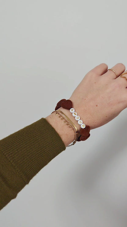 Bracelet GAGA - Maxi velours Marron & Maxi noeud vichy